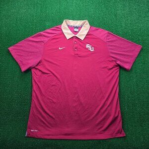Florida State Seminoles Polo Shirt Mens 2XL Red Nike NCAA Football FSU‎ Casual